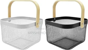 Mesh Wire Basket With Wooden Handle