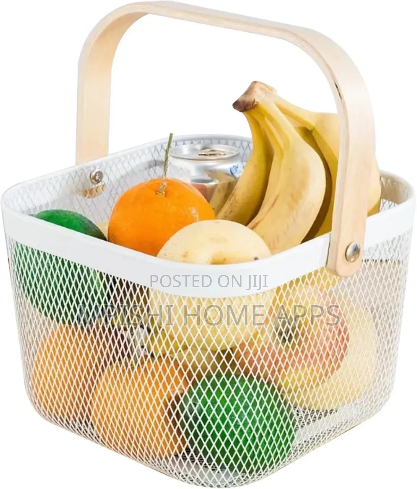 Mesh Wire Basket With Wooden Handle