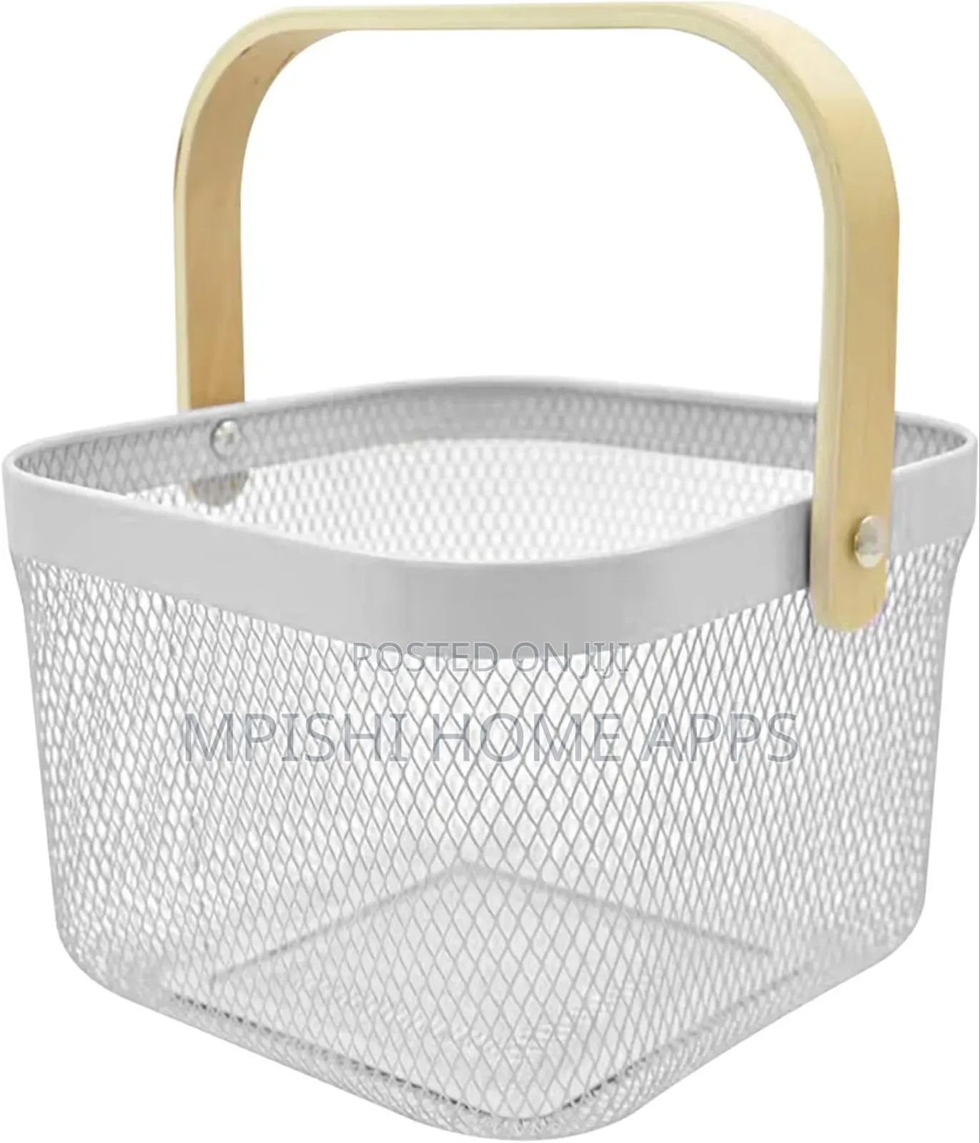 Mesh Wire Basket With Wooden Handle