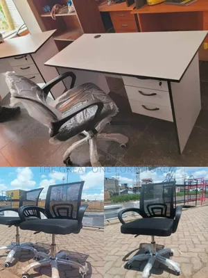 1m White Office Desk With Secretarial Mesh Chair Sq8k