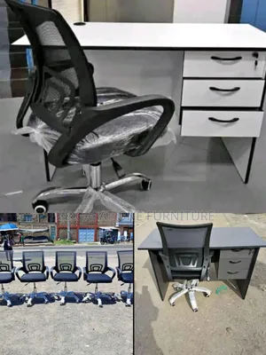 1m Lockable Office Desk With Mesh Chair J9gf
