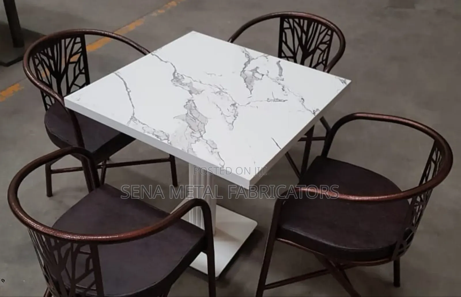 Marble Look Dining Table With 4 Chairs Set.