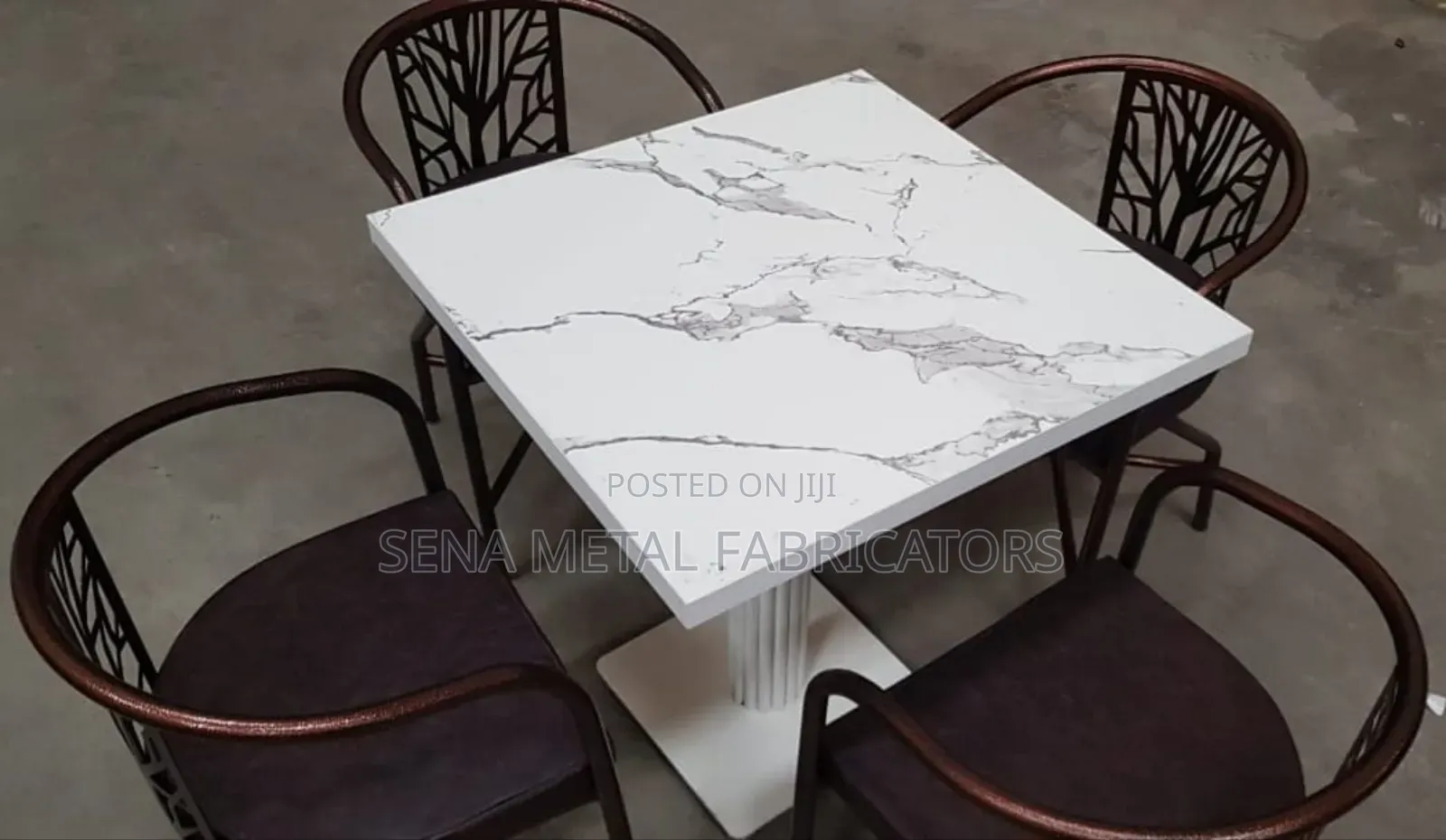 Marble Look Dining Table With 4 Chairs Set.