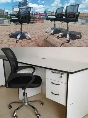Lockable White Office Desk 1m With Mesh Swivel Chair Kgr5