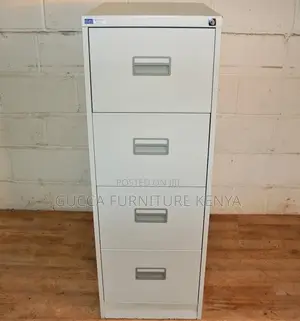 Cabinets: Silverline Light Grey 4-Drawer Filing Cabinet