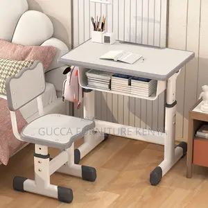 Kids Furniture:Light Gray Height-adjustable Kids School Desk