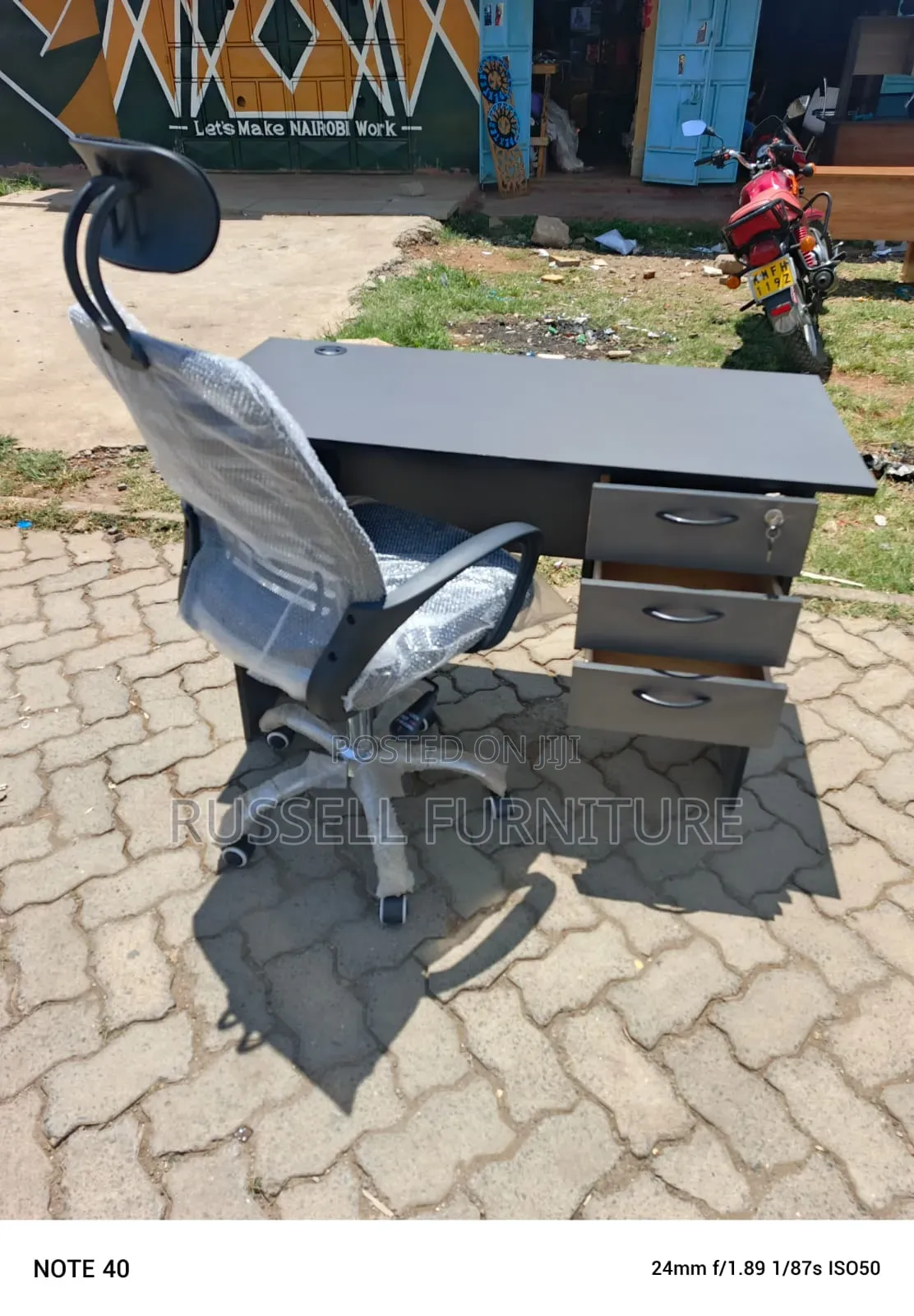 Clean and New Office Desk and Headrest Chair