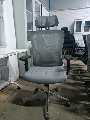 Vintage Gray Ergonomic Mesh Office Chair With Headrest Hf3kj