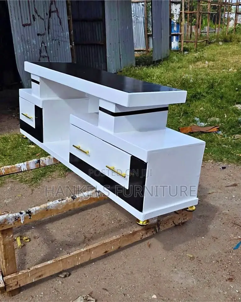 Black White Led Light Tv Stand