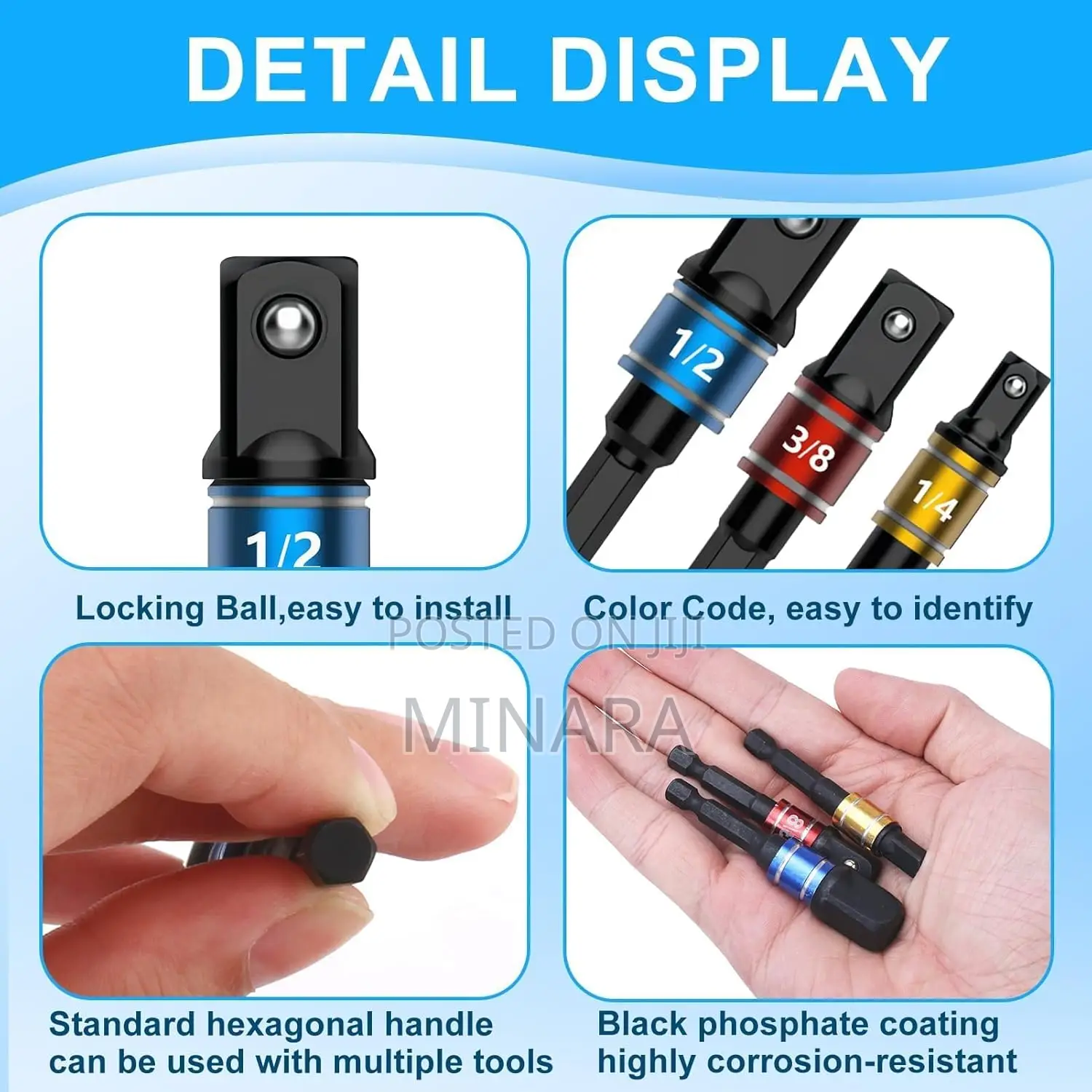 3 PCS , Universal Drill Socket Adapter Set