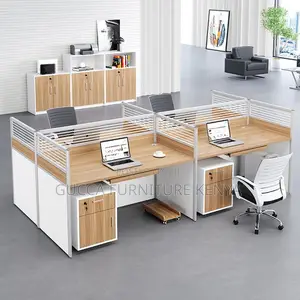 Workstations: Four-Pod Modular Desk Setup Workstation