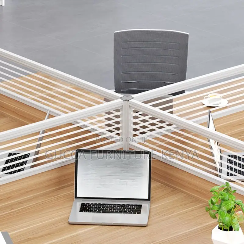 Workstations: Four-Pod Modular Desk Setup Workstation