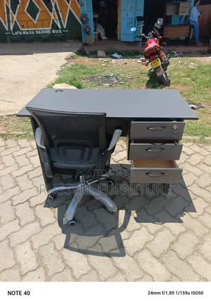 Well Furnished Grey Study Table and Mesh Study Chair