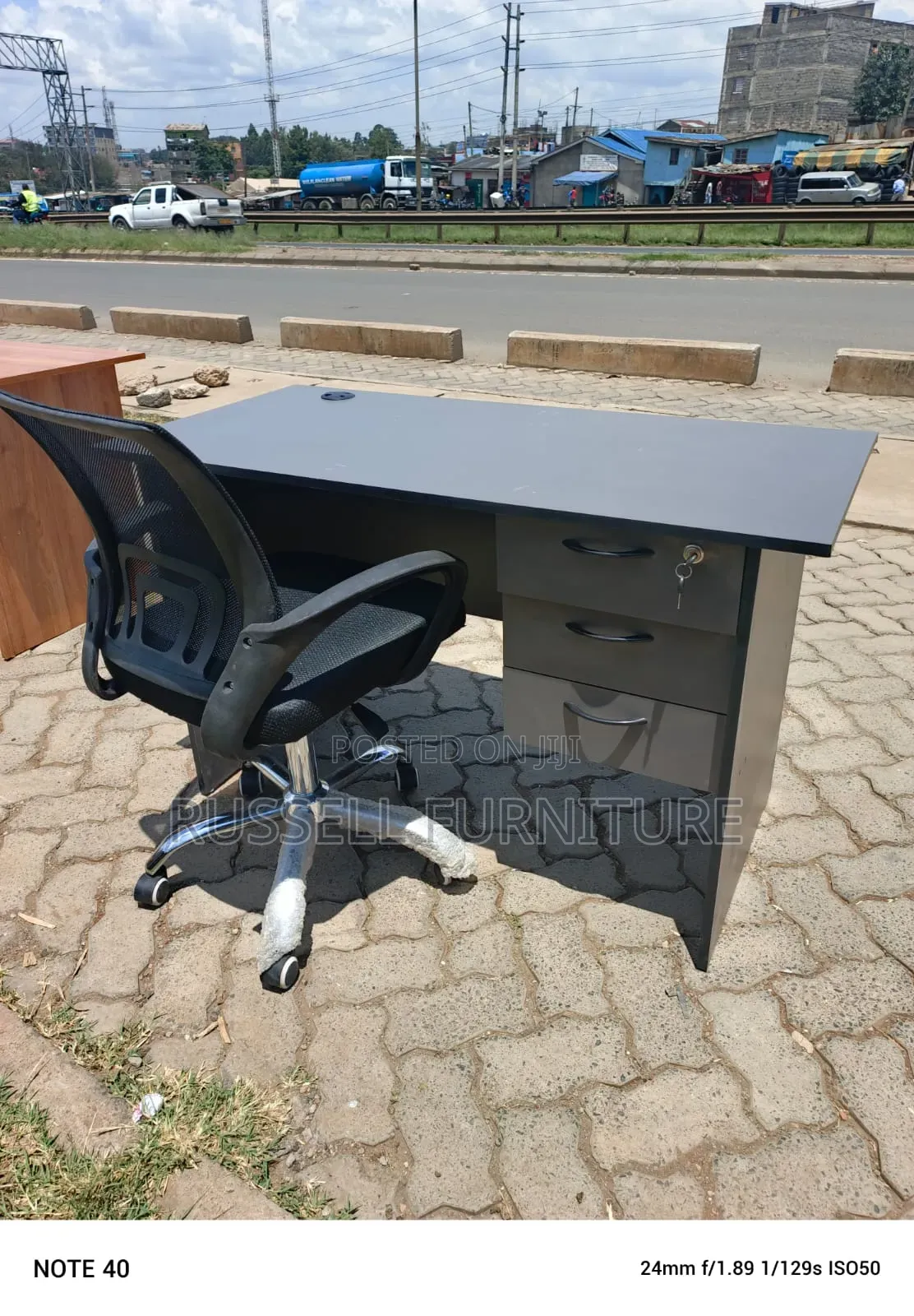 Offer Mesh Office Chair and Dark Grey Study Table
