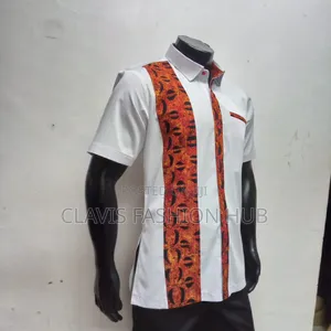 White Short Sleeved Kitenge Shirts