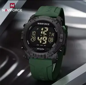 Naviforce Green Black LCD Watch, Unisex Naviforce Nf7104