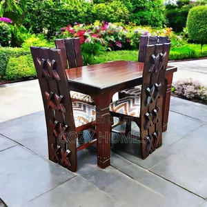 Dining Set, Sturdy Dining Set With Cushioned Chairs