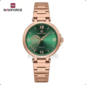 Naviforce Ladies Rose Gold With Green Face- Naviforce Ladies
