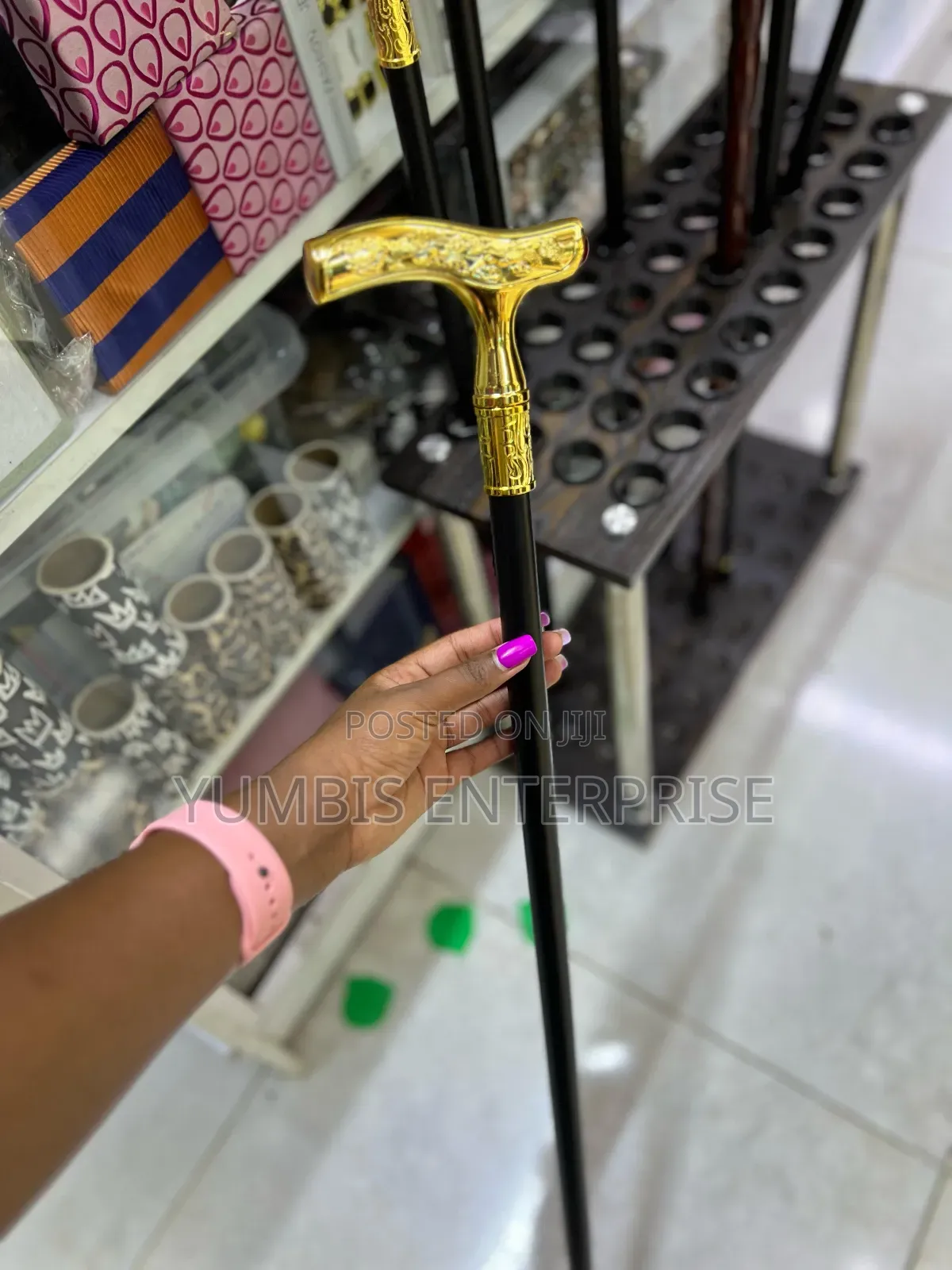 Metallic Fancy Walking Sticks With Gold Handl and Sword
