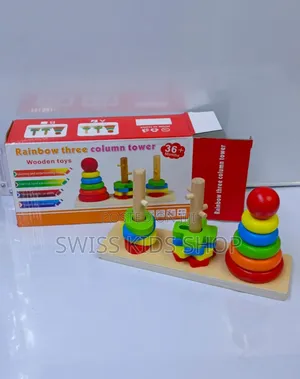 3 Column Wooden Rainbow Towers / Stacking Toys