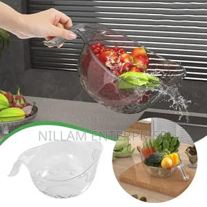 *Acrylic Multi Functional Drain Fruit Cleaning Bowl