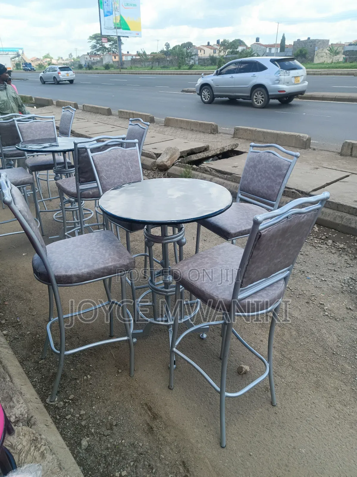 High Bar Restaurant Sets, Silver and Grey 
