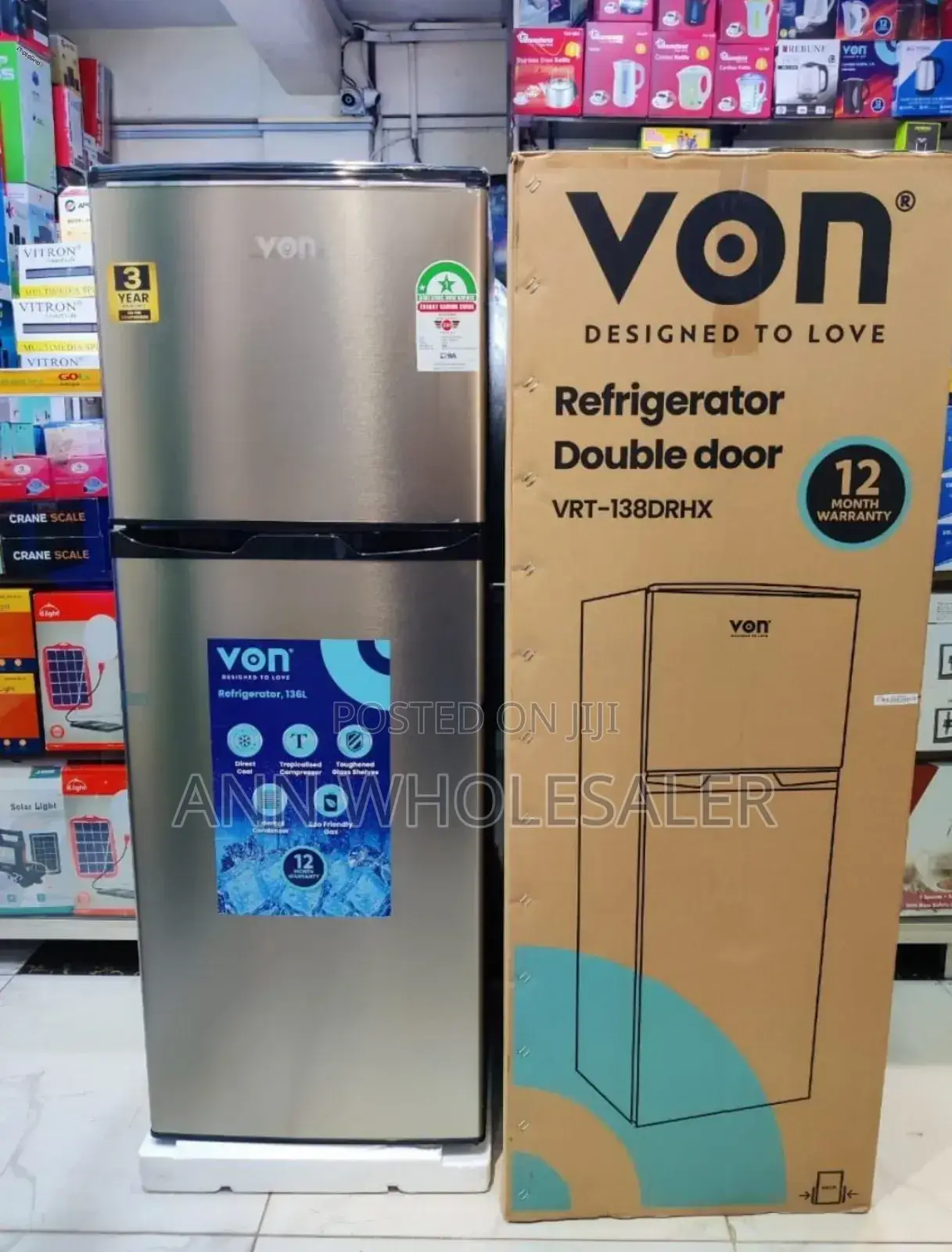 Von Refrigerator/*Von -138litres- Double -Door- Fridge