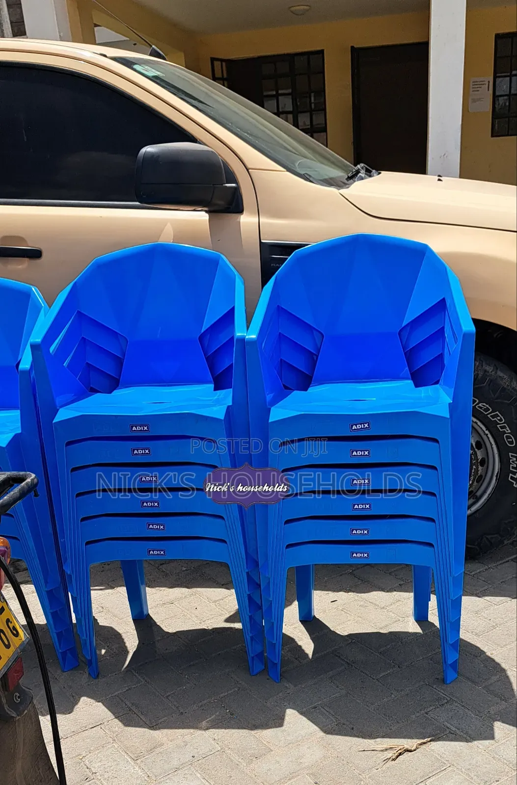 Sky Blue Plastic Chair With Armrest