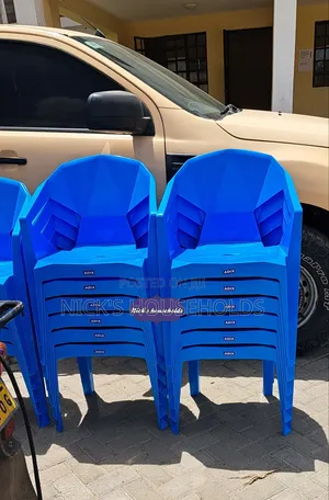 Sky Blue Plastic Chair With Armrest