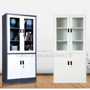 Cabinets:2-Door Gray Open View Solid Storage Unit