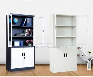 Cabinets:2-Door Gray Open View Solid Storage Unit
