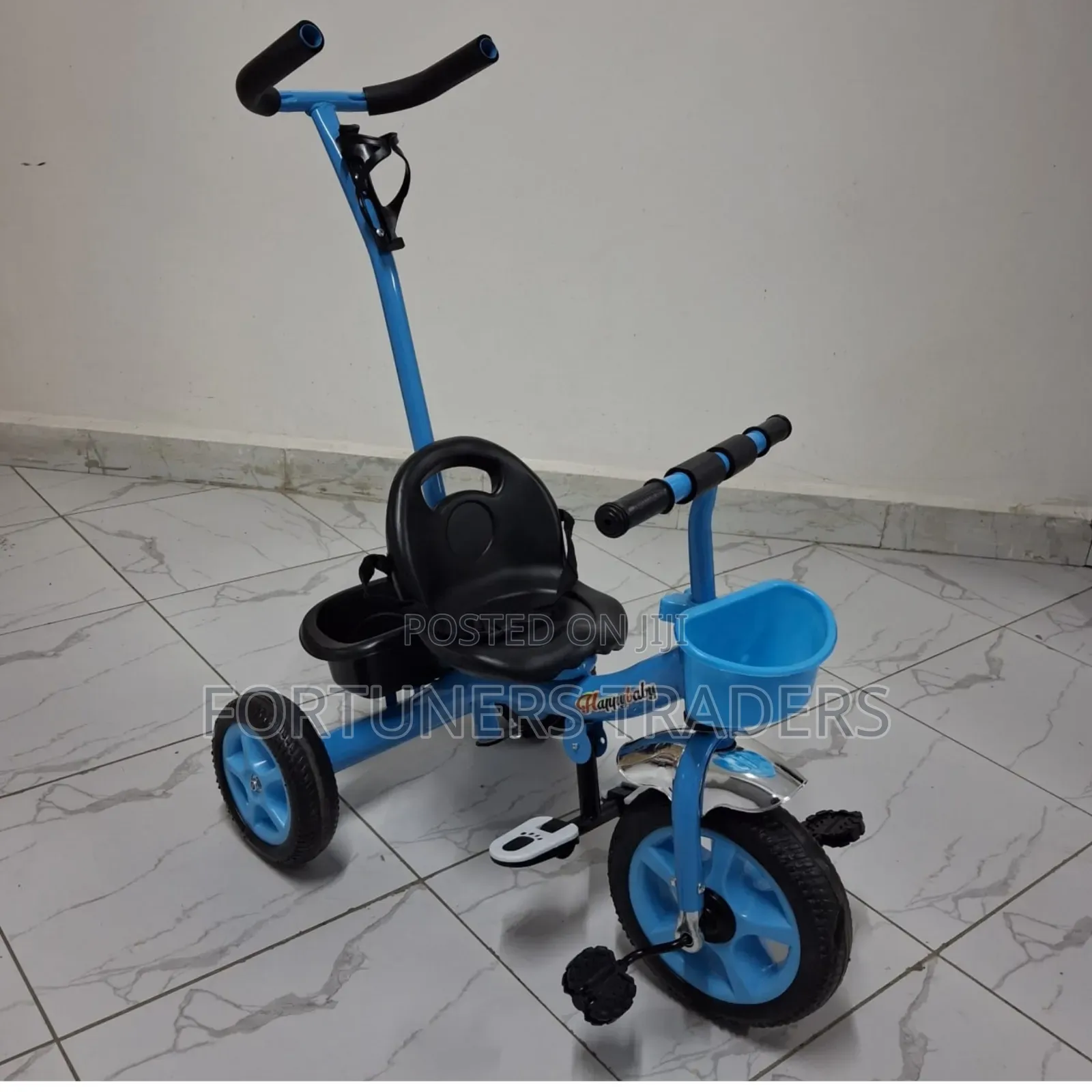 Kids Tricycle With Push Handle, Blue