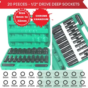 20 Pieces 1/2'' Drive Deep Box Spanner Sockets Set