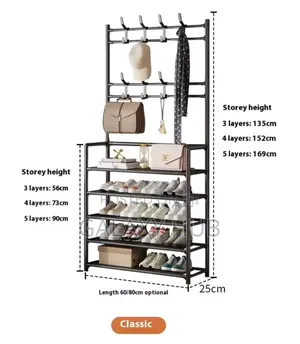 High Strong Metallic 5 Layer Shoe Rack