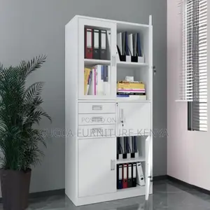 Cabinets:White Steel 2-Wide Supplies Cabinet With Safe
