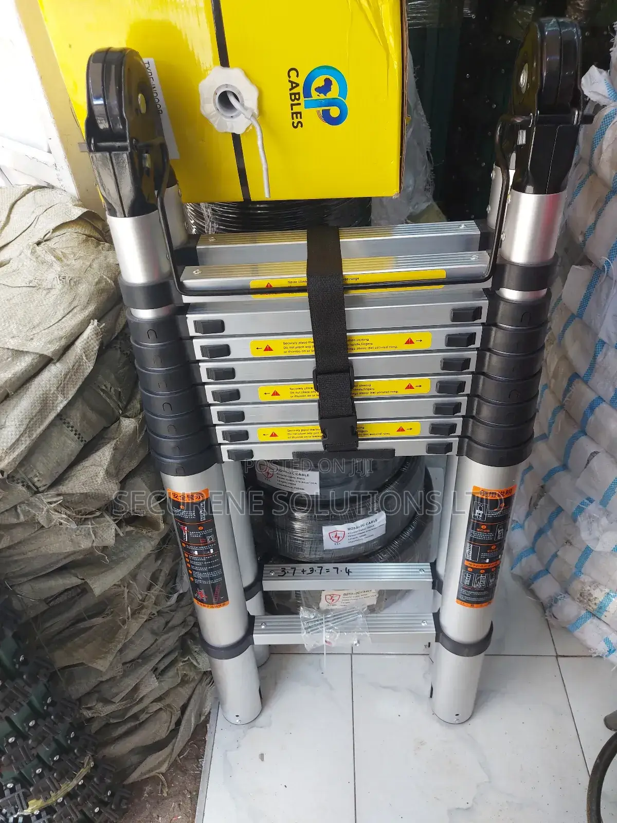 3.7 + 3.7 = 7.4,Folded Camel Double Telescopic Ladder