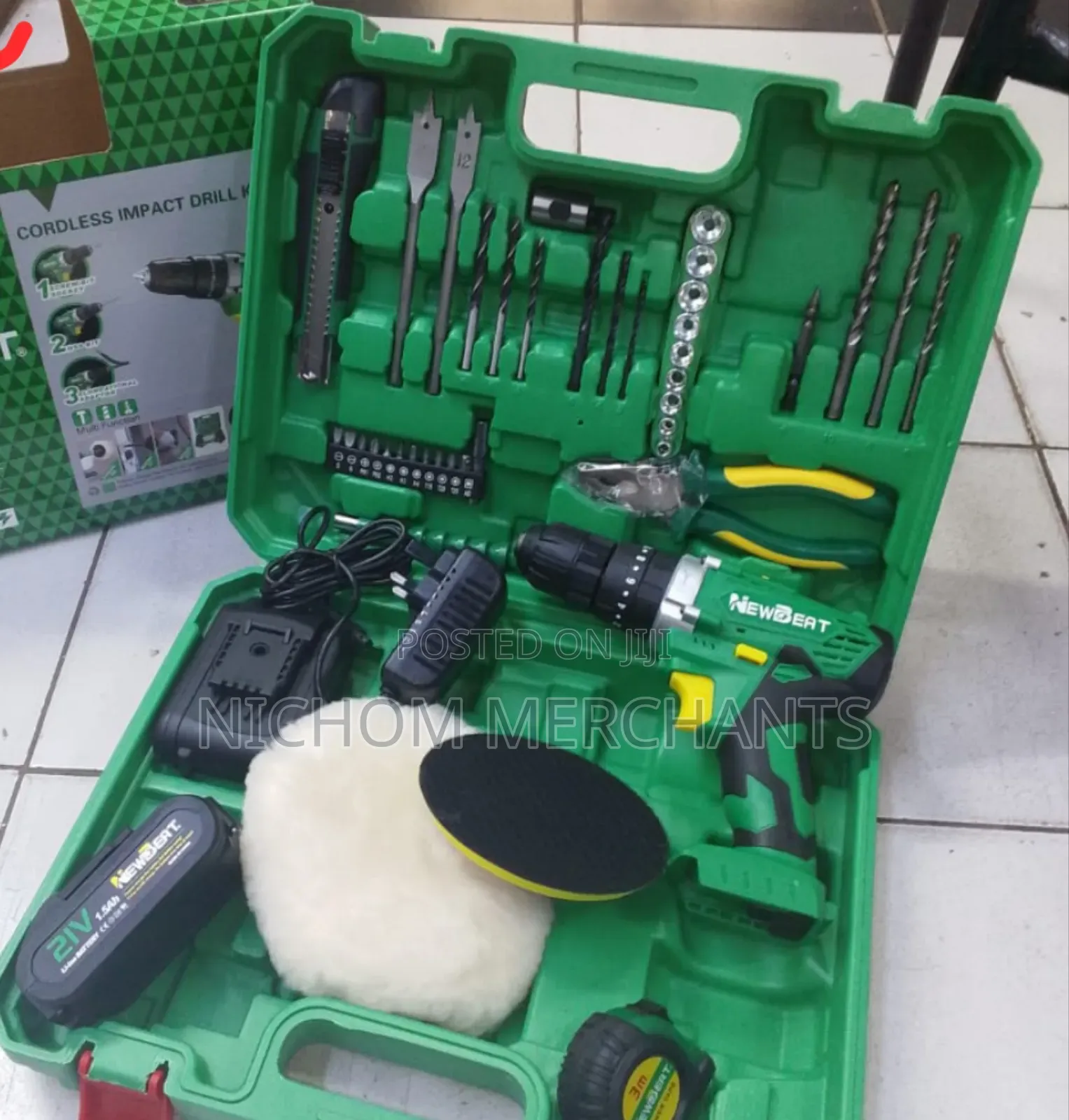Newbeat 21v Cordless Drill Set and Buffing Machine