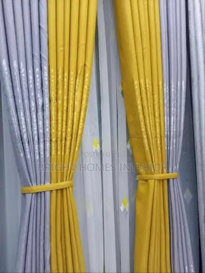 Curtains Mastered Yellow Blended With Light Grey Curtain
