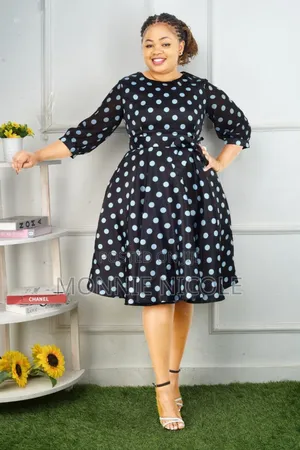 Black White Polkadot Round Dress 