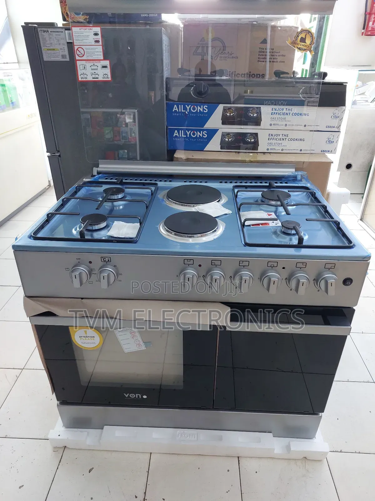 Von Cooker 4 Gas + 2 Electric - Silver