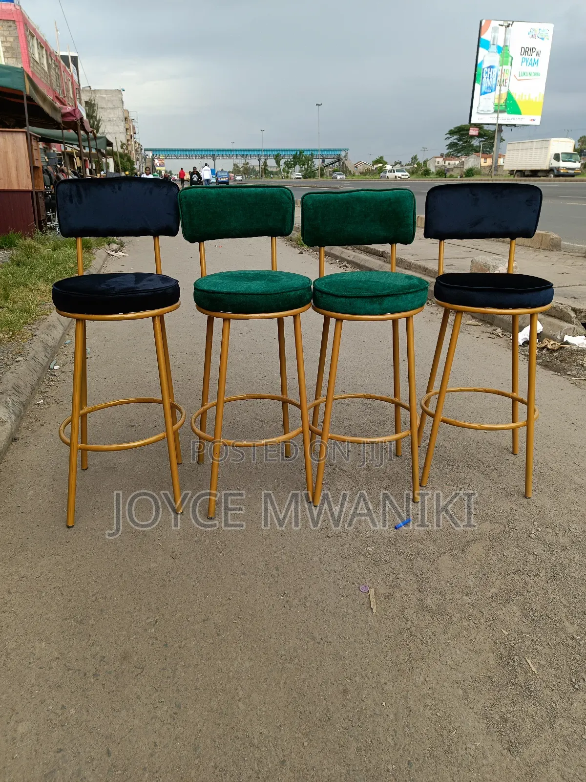 Kitchen Stools or Counter Stools, Black and Green 
