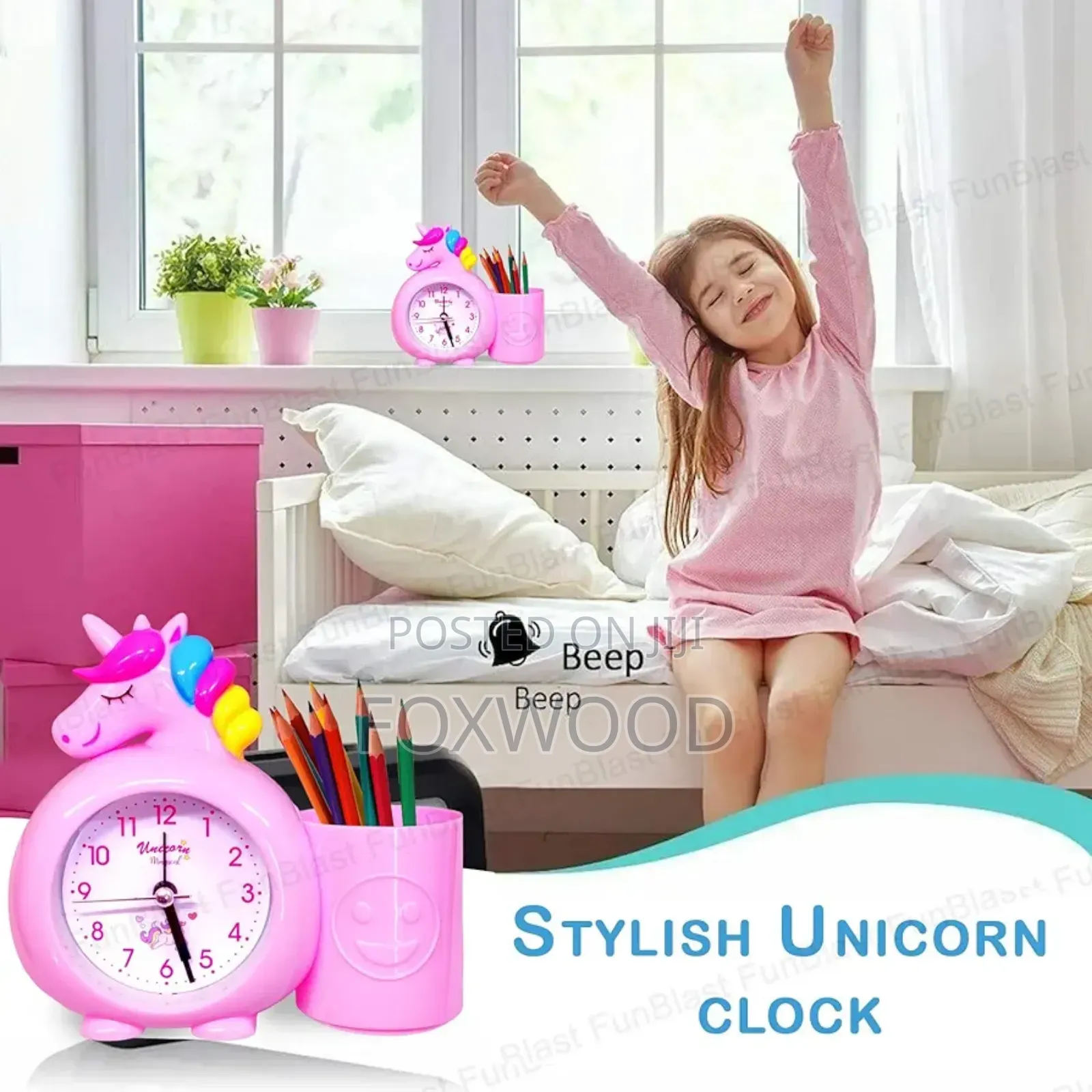 Unicorn Alarm Clock With Pen Holder.