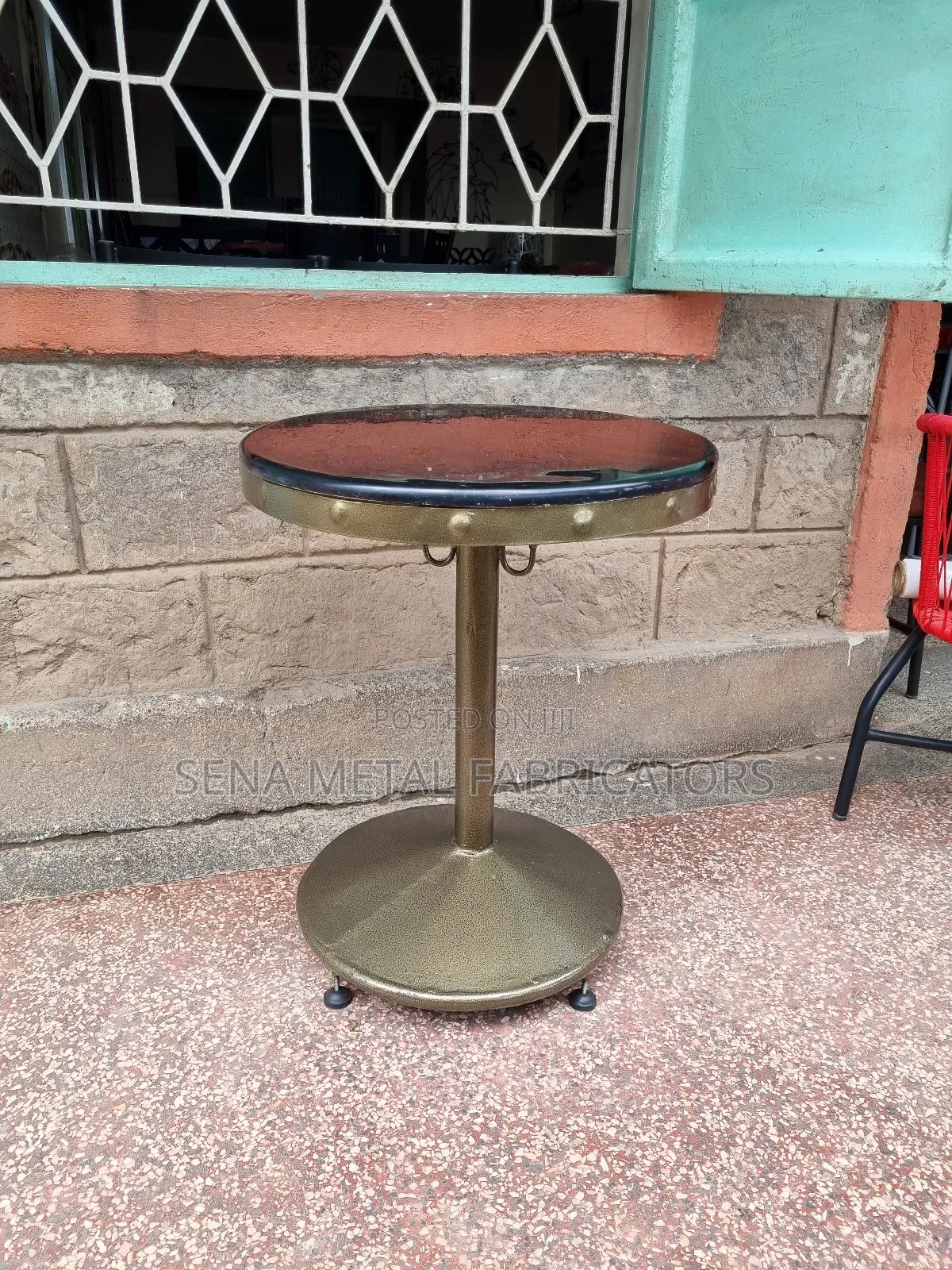 Lounge Dining Table With Black Glitter Top.