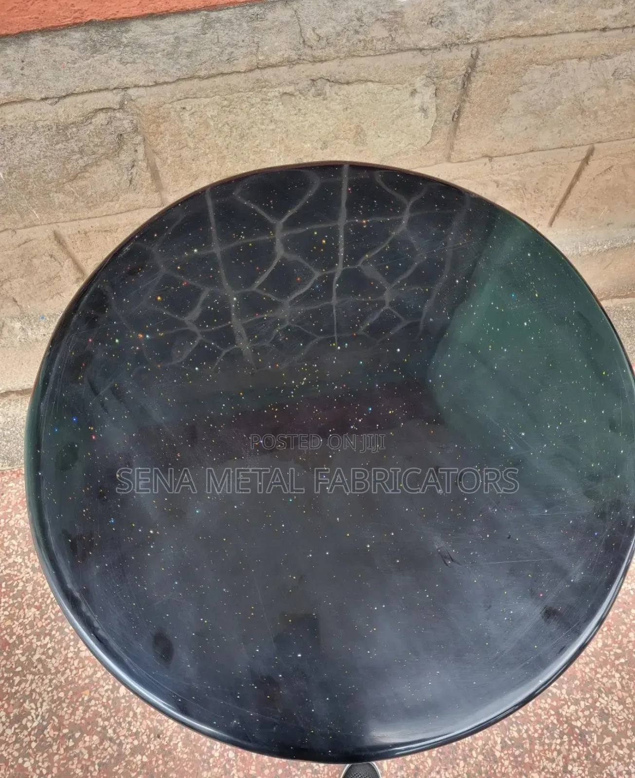 Lounge Dining Table With Black Glitter Top.