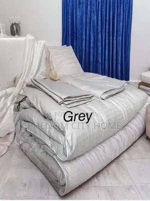 Grey Fine Stripped Cotton Binded Duvet Sets