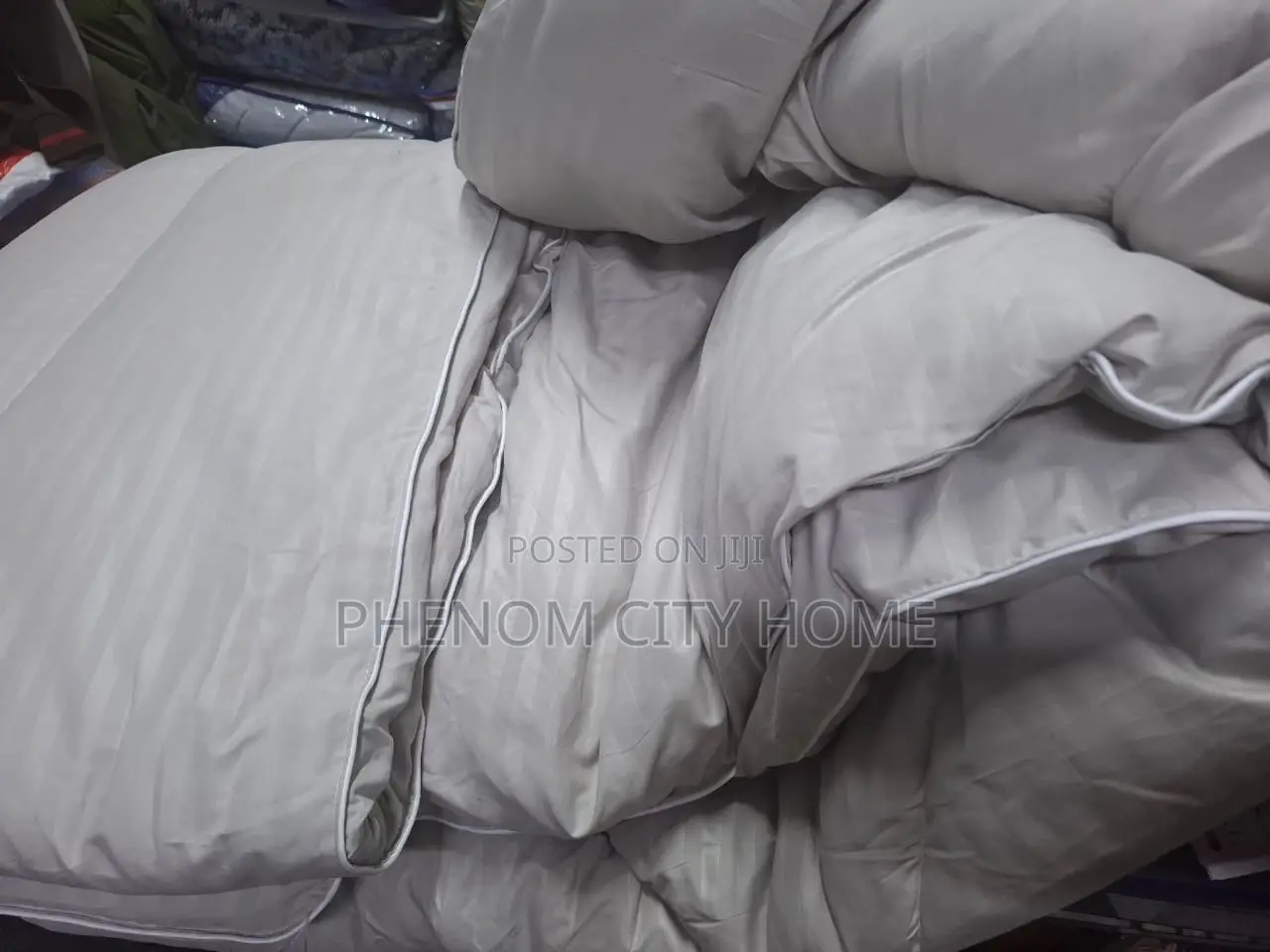 Grey Fine Stripped Cotton Binded Duvet Sets