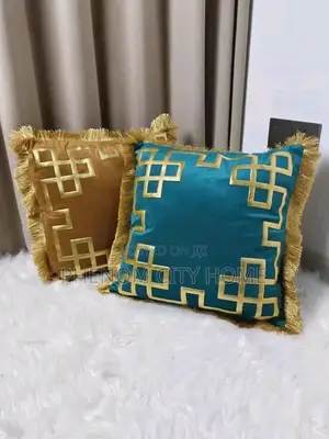 Firm Gold Printed Embroidery Cushion Throw