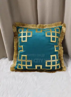 Green Gold Pattern Embroidery Cushion Covers