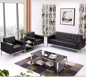 Sofas:Five-Seater Sofa for Reception With Steel Base