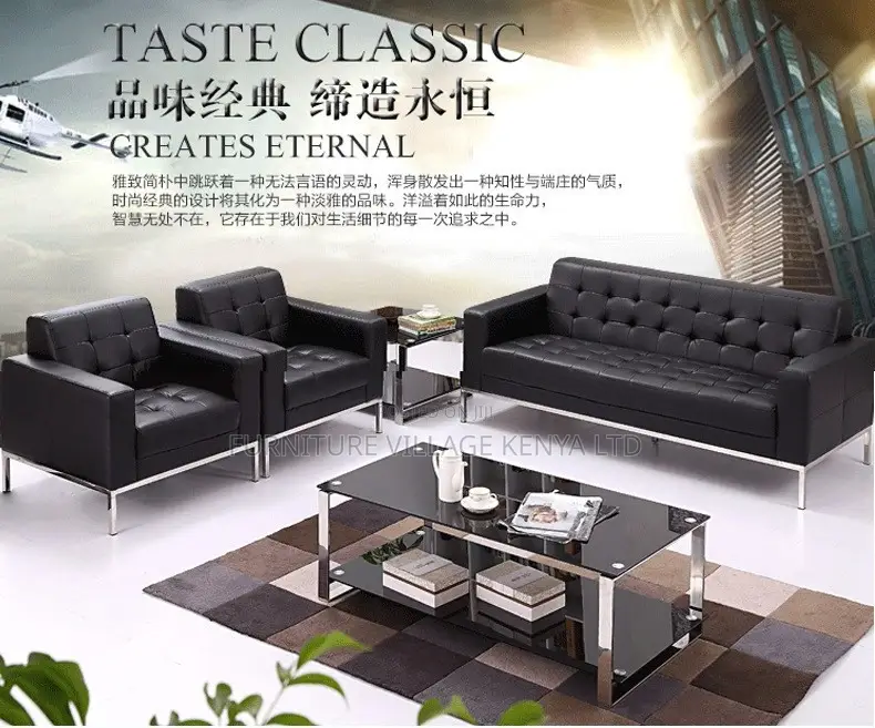 Sofas:Five-Seater Sofa for Reception With Steel Base